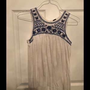 Cream and blue tank top
